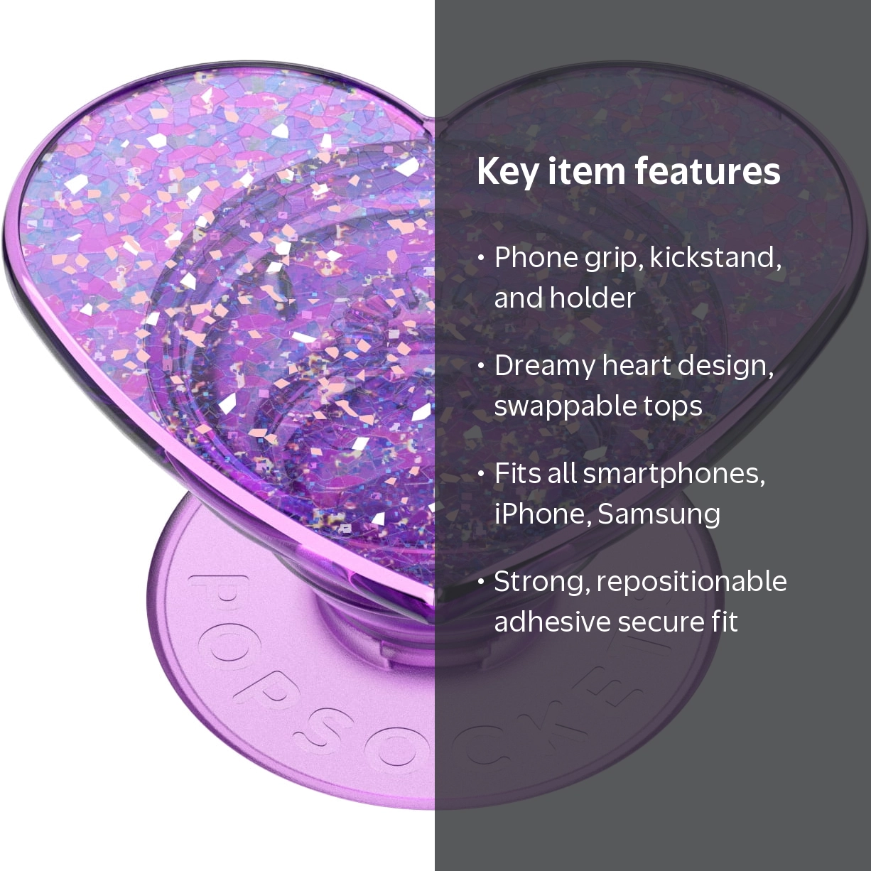 PopSockets Iridescent Confetti Dreamy Heart Premium Phone Grip