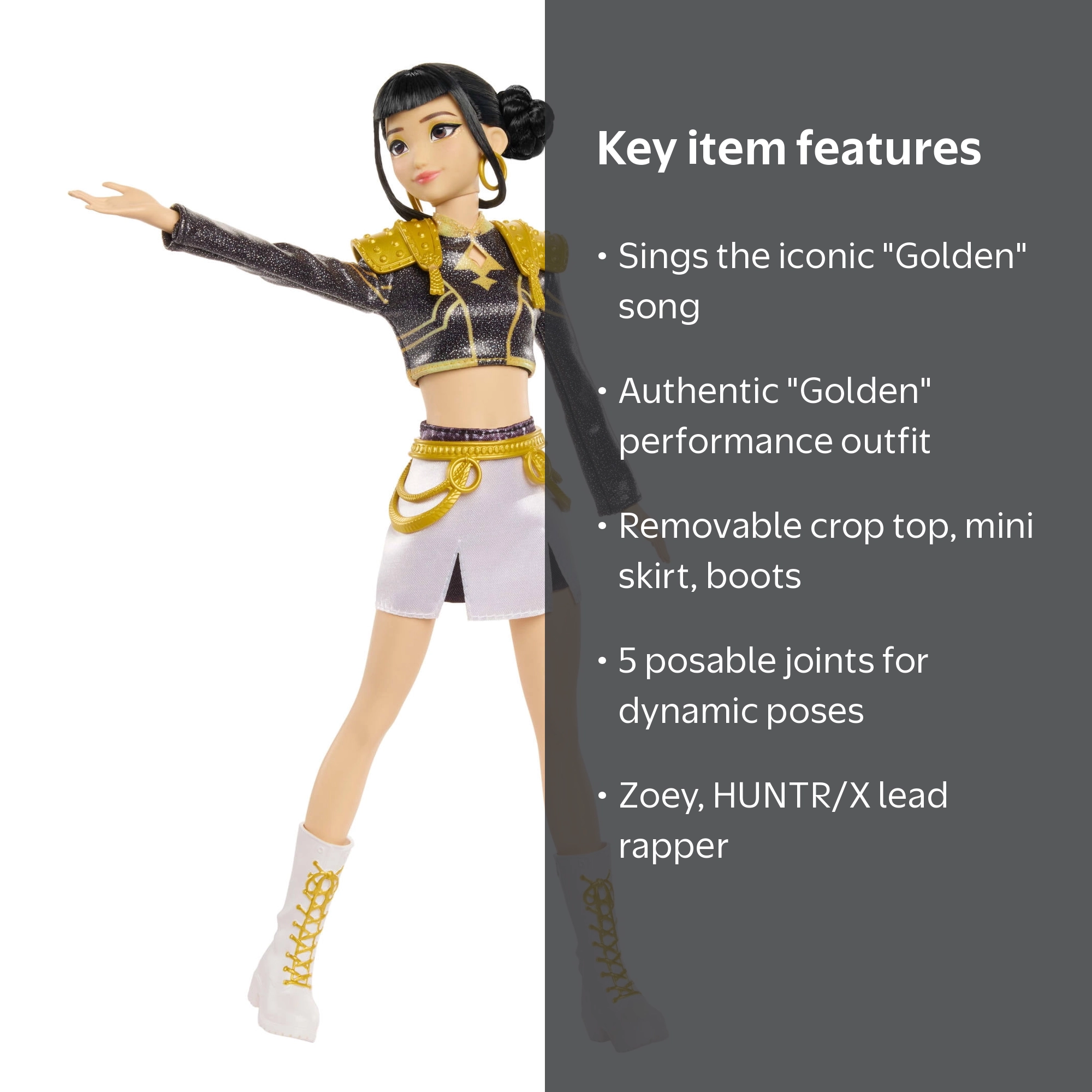 KPop Demon Hunters HUNTR/X Zoey “Golden” Singing Doll in Removable