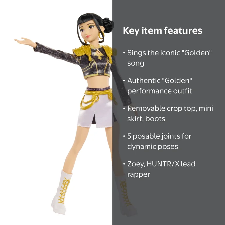 KPop Demon Hunters HUNTR/X Zoey “Golden” Singing Doll in Removable