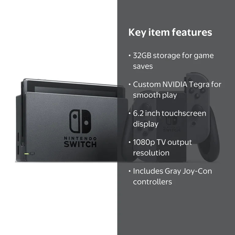 New Nintendo Switch Home Gaming Console with Gray Joy-Con