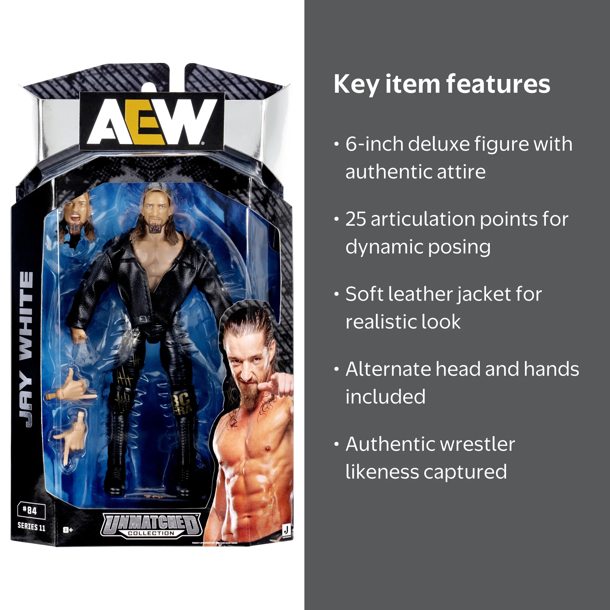 AEW, Unmatched Jay White, 6 inch Figure, Soft Leather Jacket