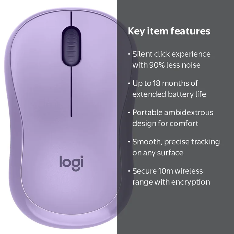 Logitech Silent Wireless Mouse, Purple, Walmart Exclusive