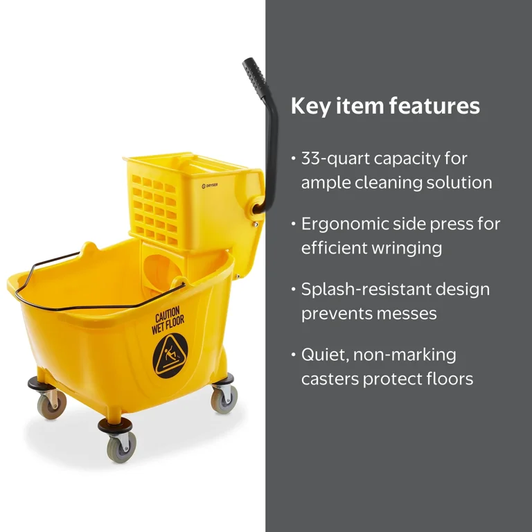 Dryser Commercial Side Press Wringer Combo Mop Bucket, 33 Qt