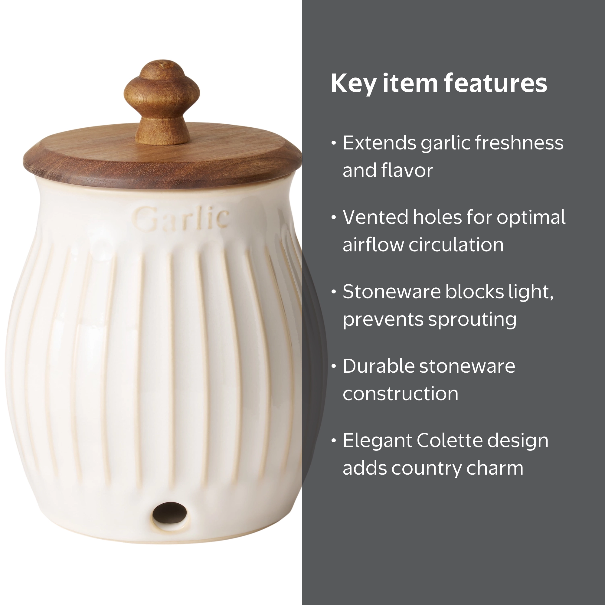 The Pioneer Woman Colette Stoneware Garlic Keeper, White - Walmart.com