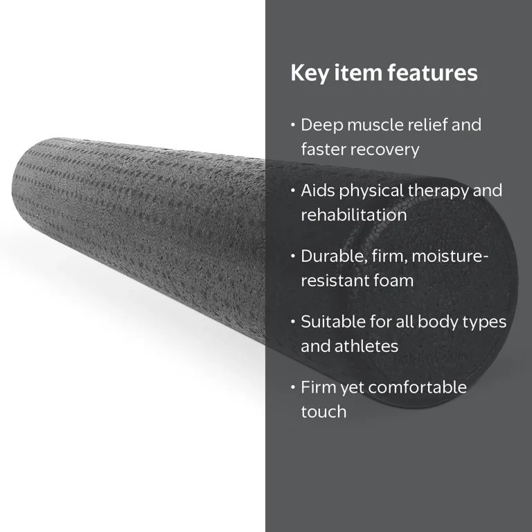 CanDo Black Composite High-Density Foam Rollers, 6 x 36 Inch