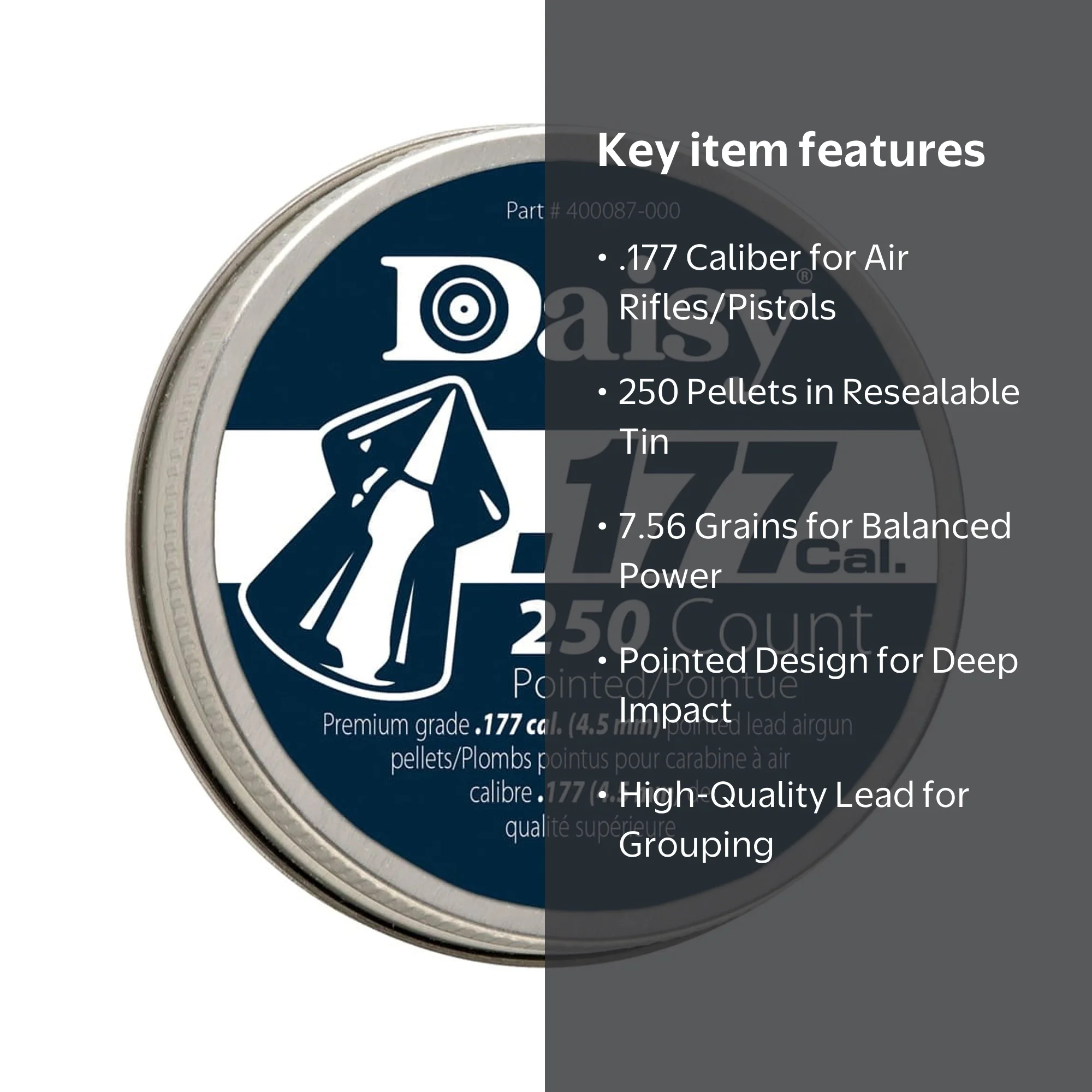 Daisy Pointed Field Pellet Ammunition, 250ct, .177 Caliber