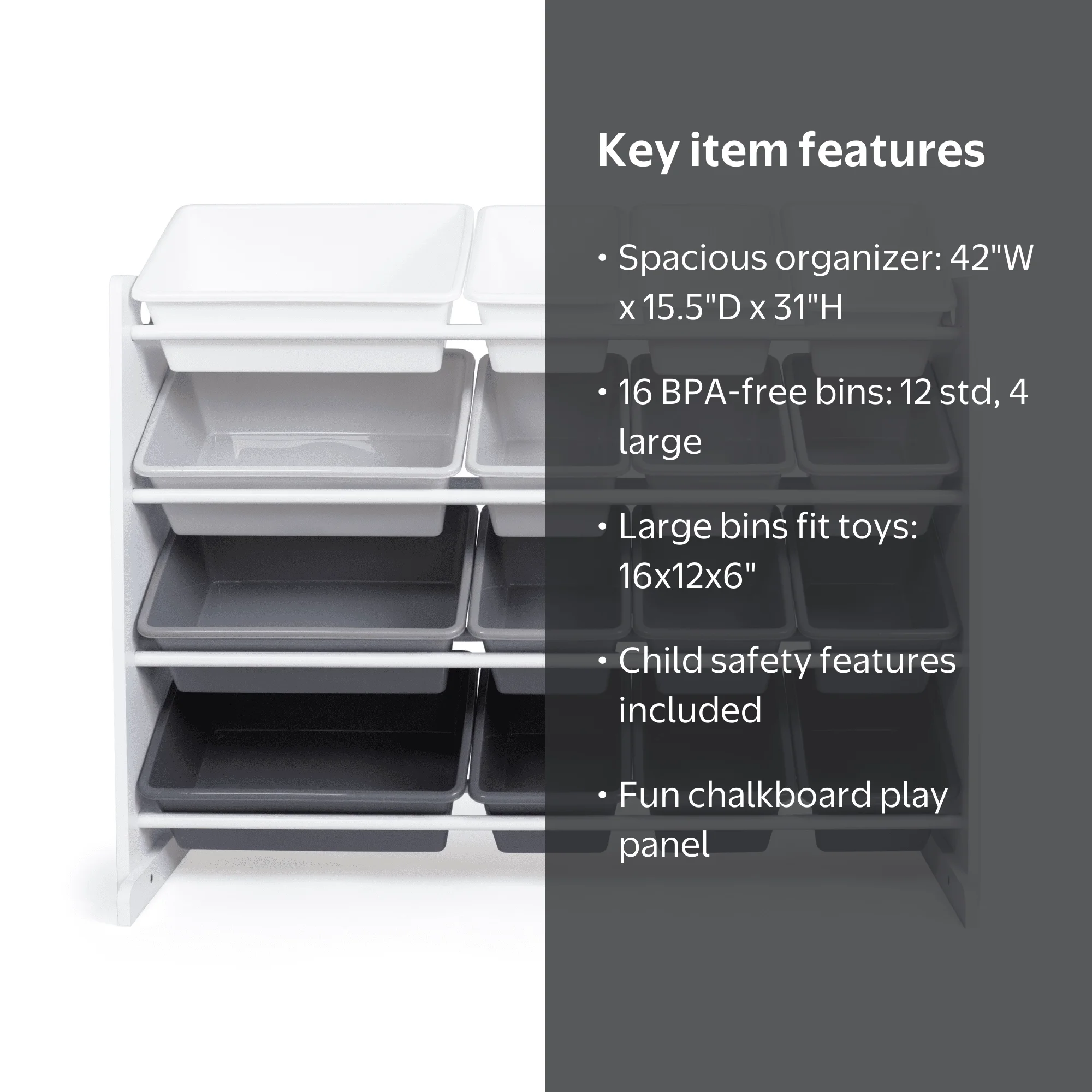 Humble Crew Storage Organizer with 16 Plastic Bins for Kids