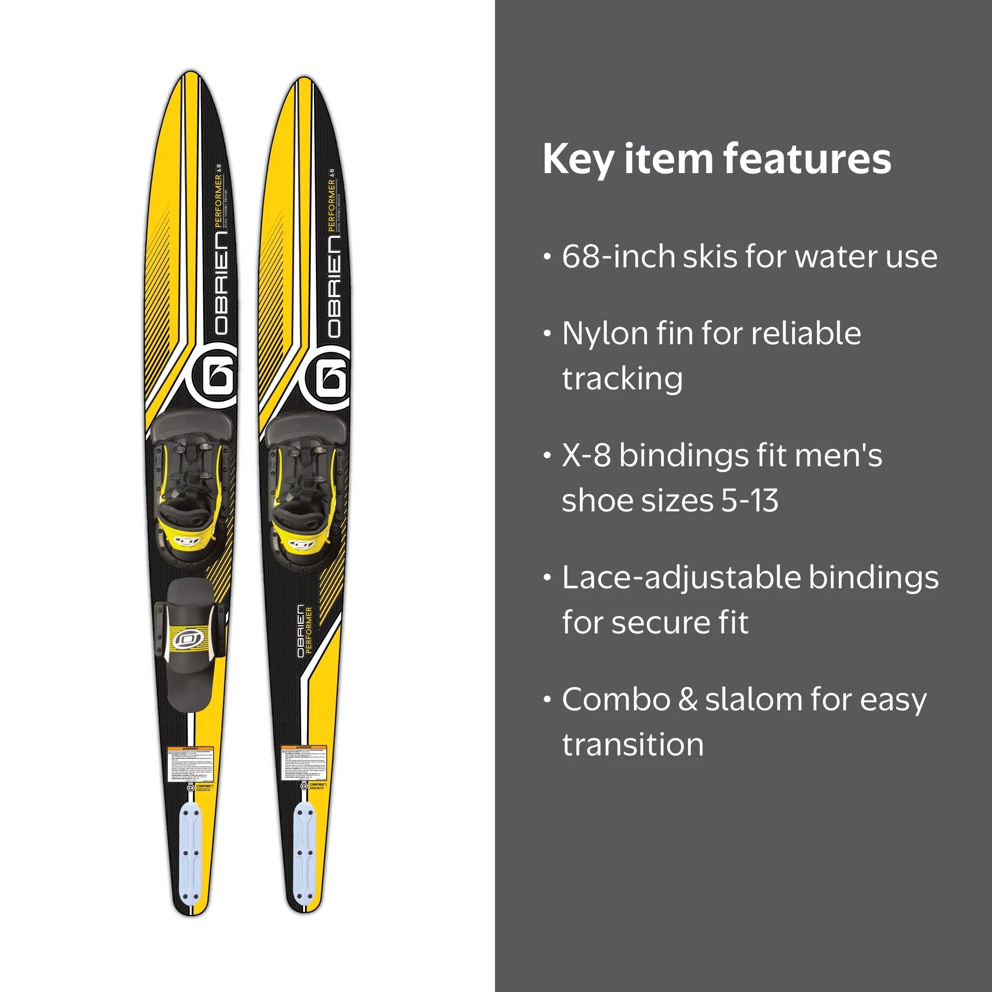 O'Brien Performer Combo Skis w/X-8 RT STD Boots (5-13) - Walmart.com