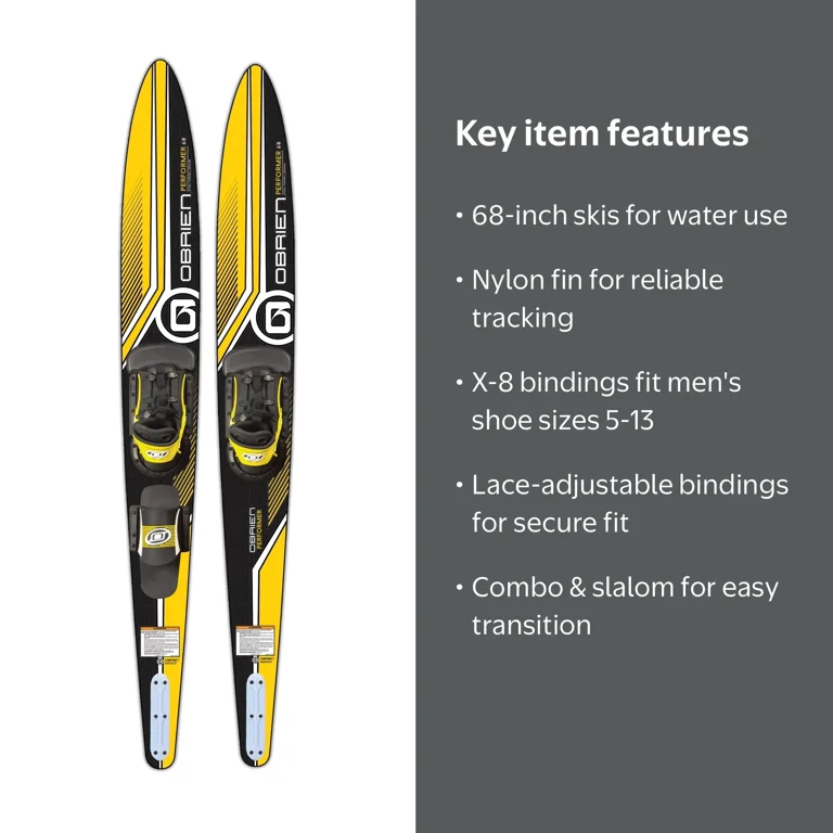 O'Brien Performer Combo Skis w/X-8 RT STD Boots (5-13) - Walmart.com