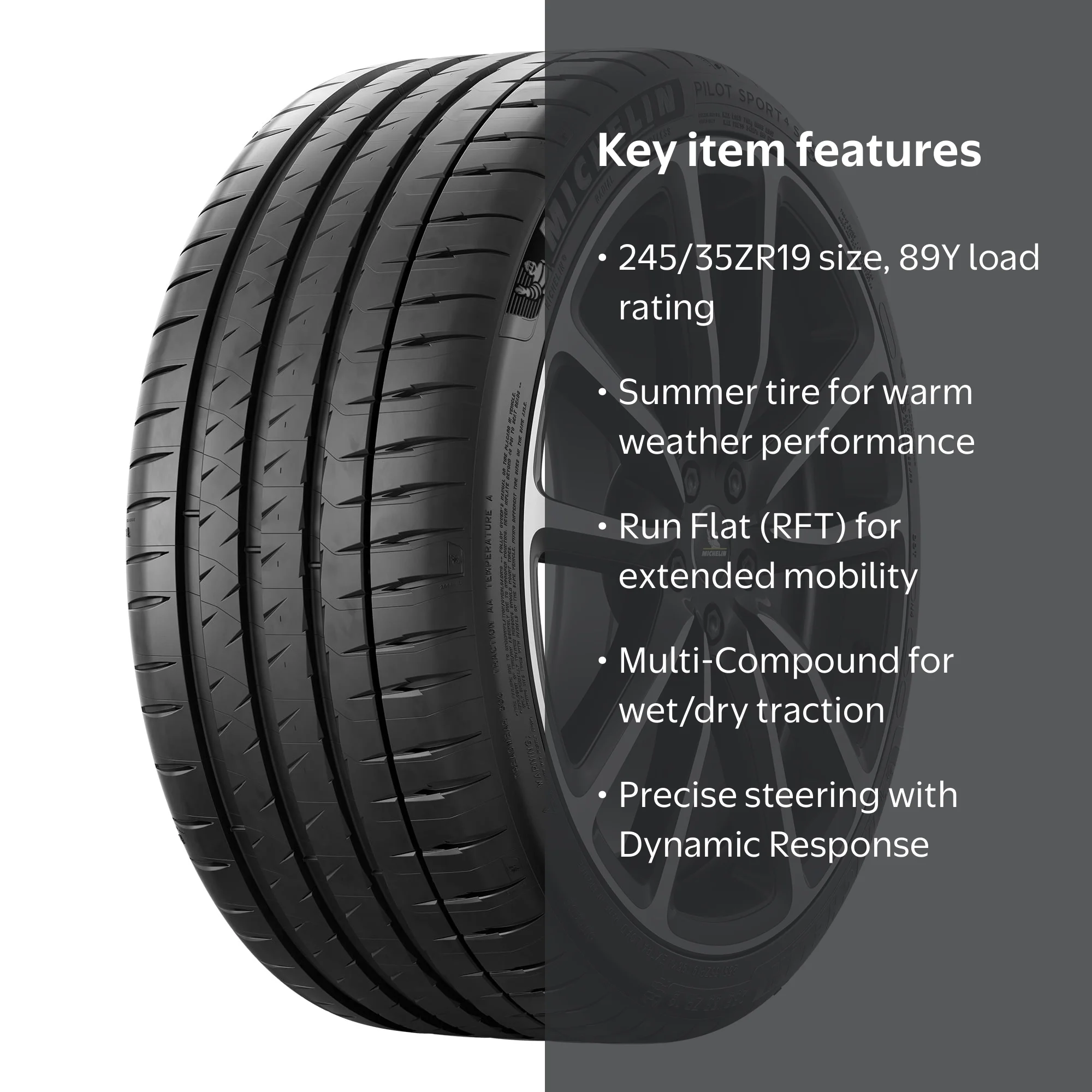 Michelin Pilot Sport 4 S ZP RFT 245/35ZR19 (89Y) - Walmart.com