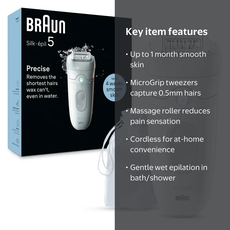 Braun Silk-epil 5 Epilator, Wet and Dry, Includes Skin Contact Cap