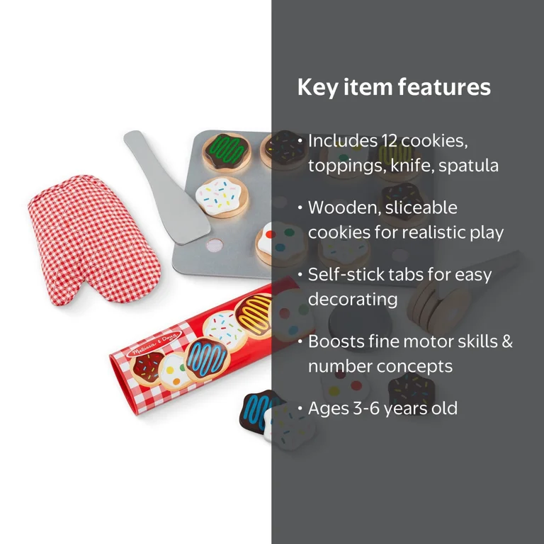 Melissa & Doug Slice and Bake Wooden Cookie Play Food Set, 12