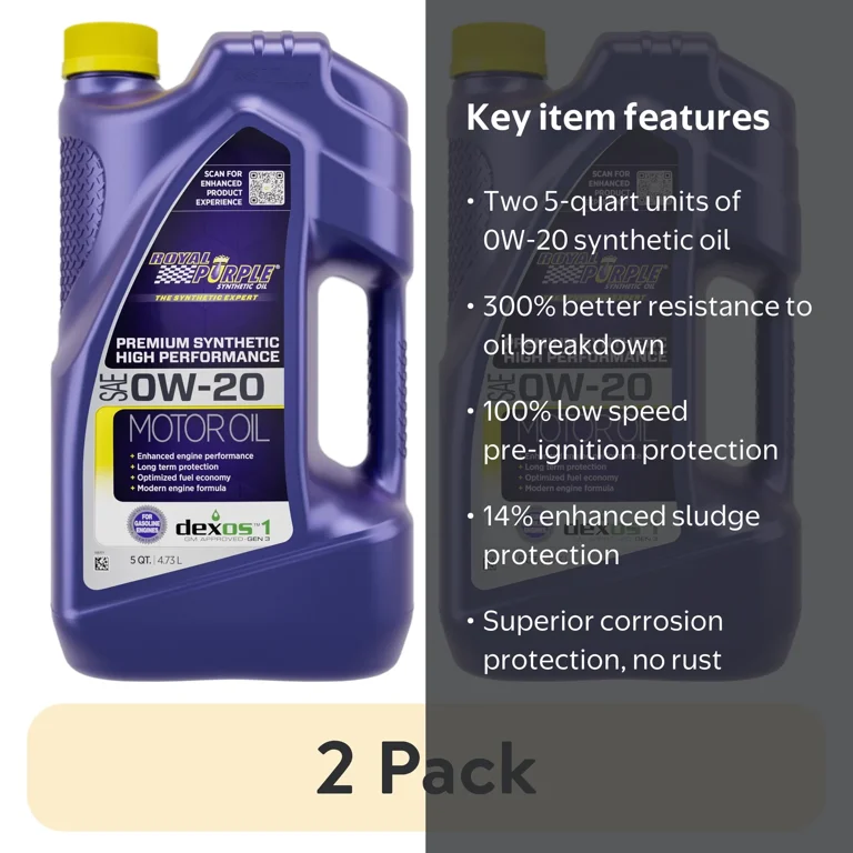 2 pack) Royal Purple High Performance Motor Oil 0W-20 Premium
