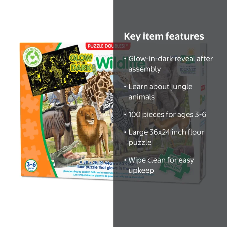The Learning Journey Puzzle Doubles! - Glow in the Dark Wildlife