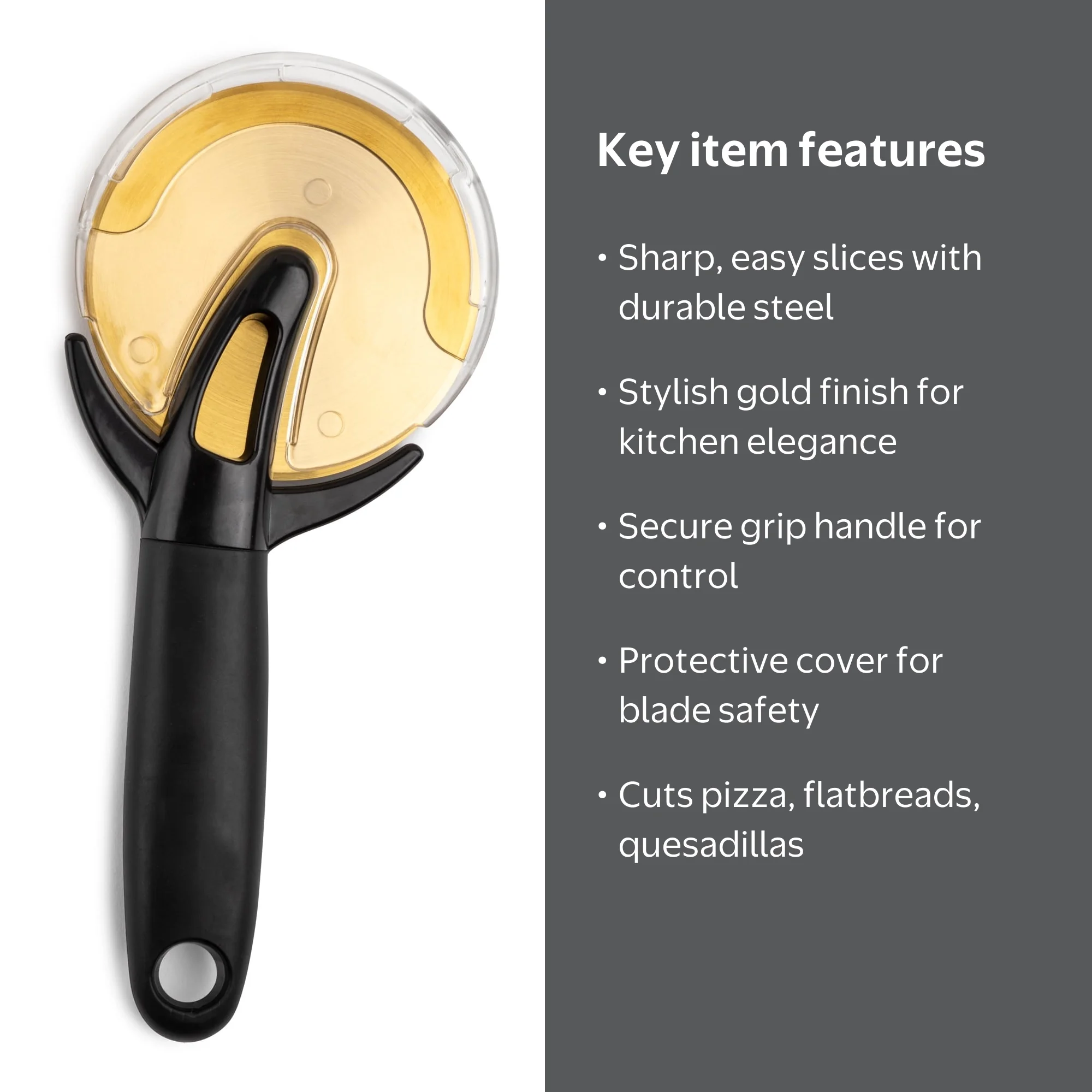 Thyme & Table Stainless Steel Gold Pizza Wheel with Comfort Grip