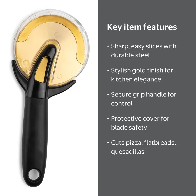 Thyme & Table Stainless Steel Gold Pizza Wheel with Comfort Grip