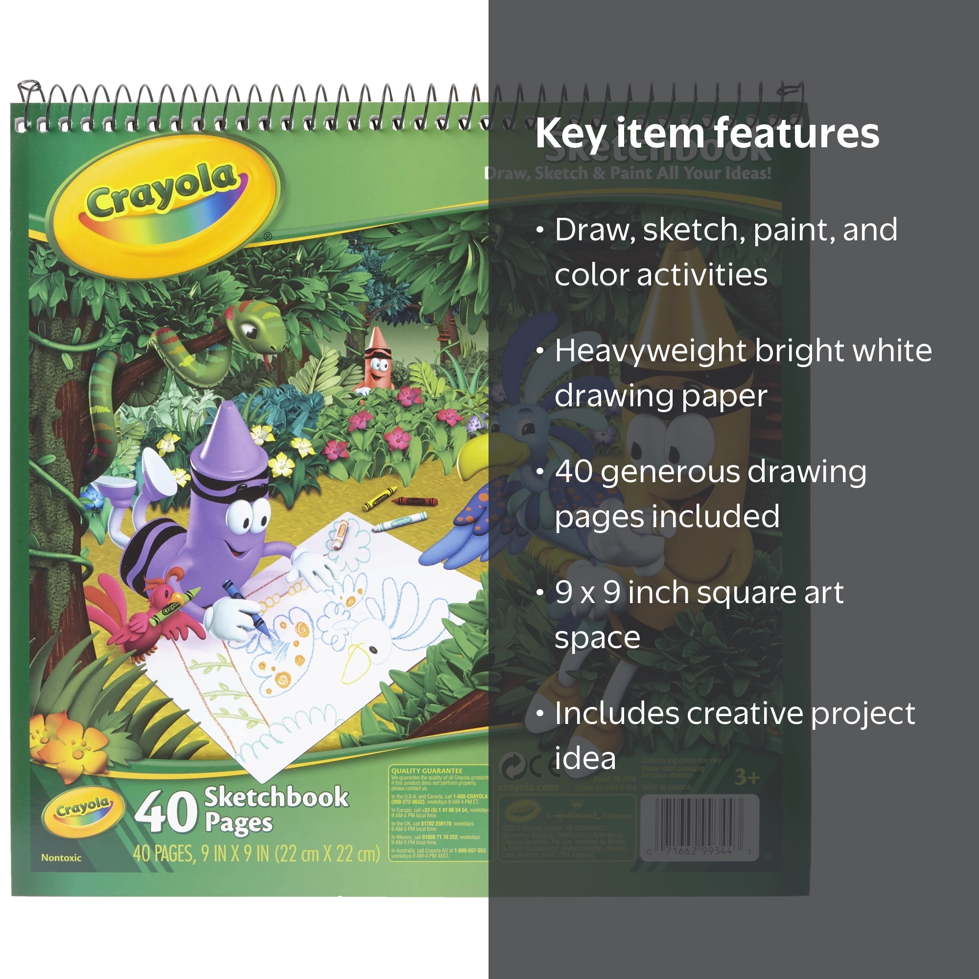Crayola, Heavy Weight Sketchbook, 9x9 in, 40 Sheets, White