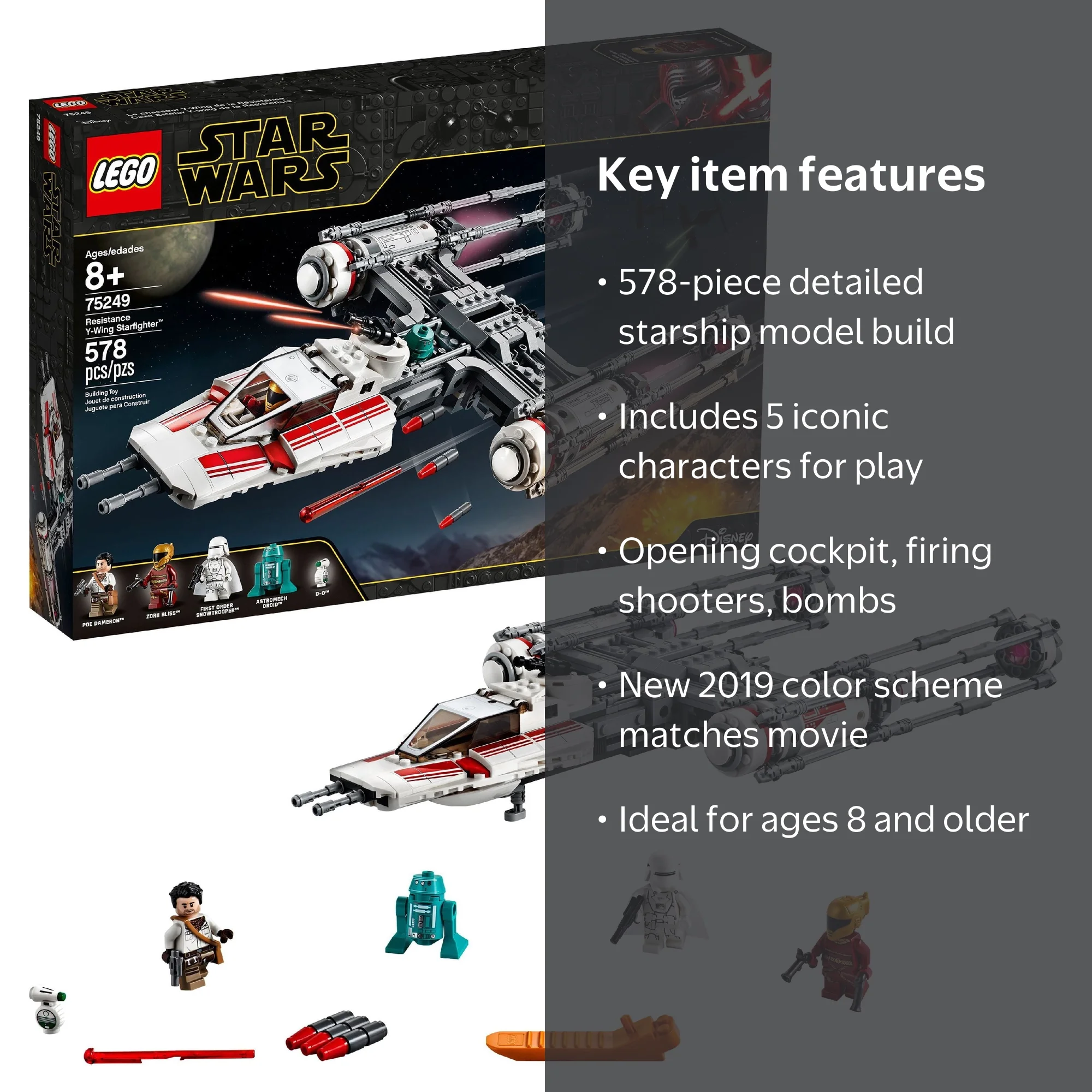 LEGO, Star Wars Resistance Y-Wing Starfighter 75249 Building Kit