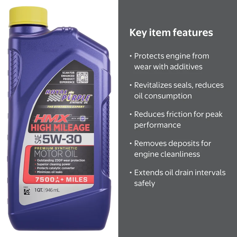 Royal Purple HMX 5W-30 High Mileage Motor Oil, 1 Quart - Walmart.com
