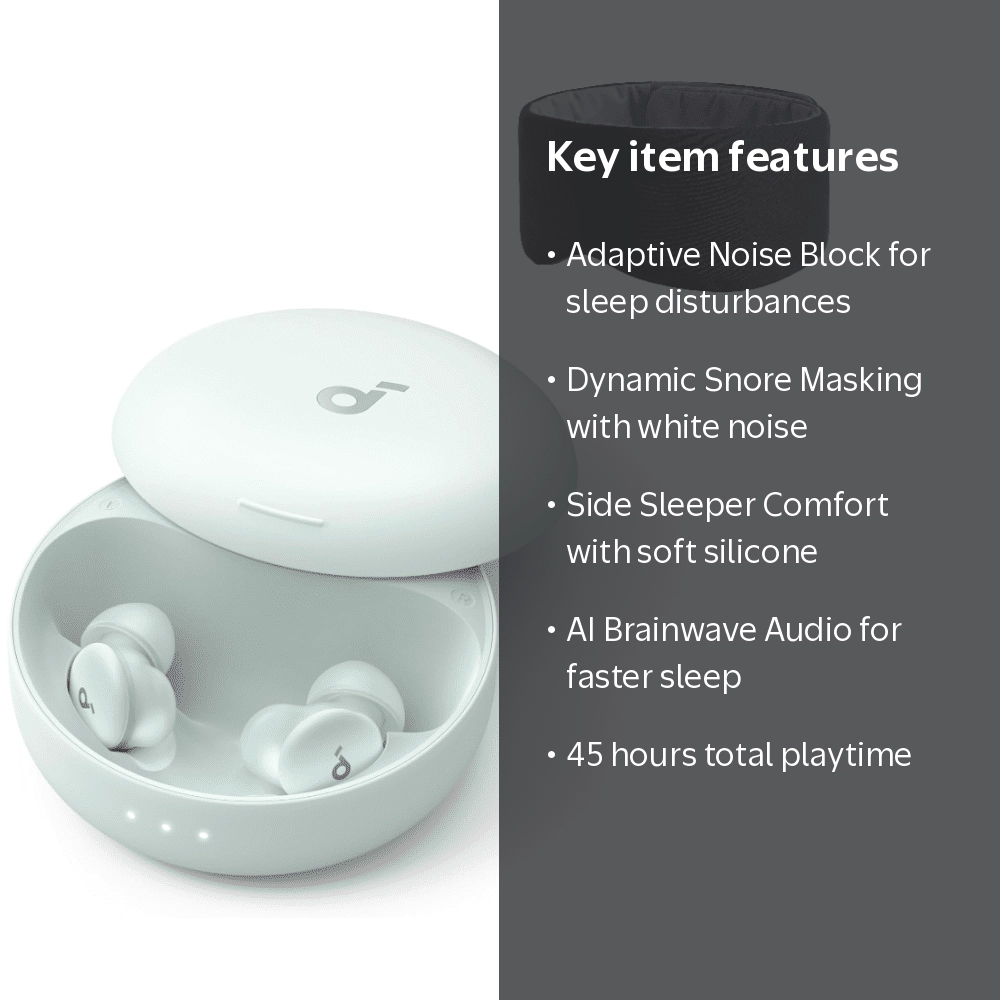 Soundcore Sleep A30 by Anker Sleep Earbuds, Smart Active Noise
