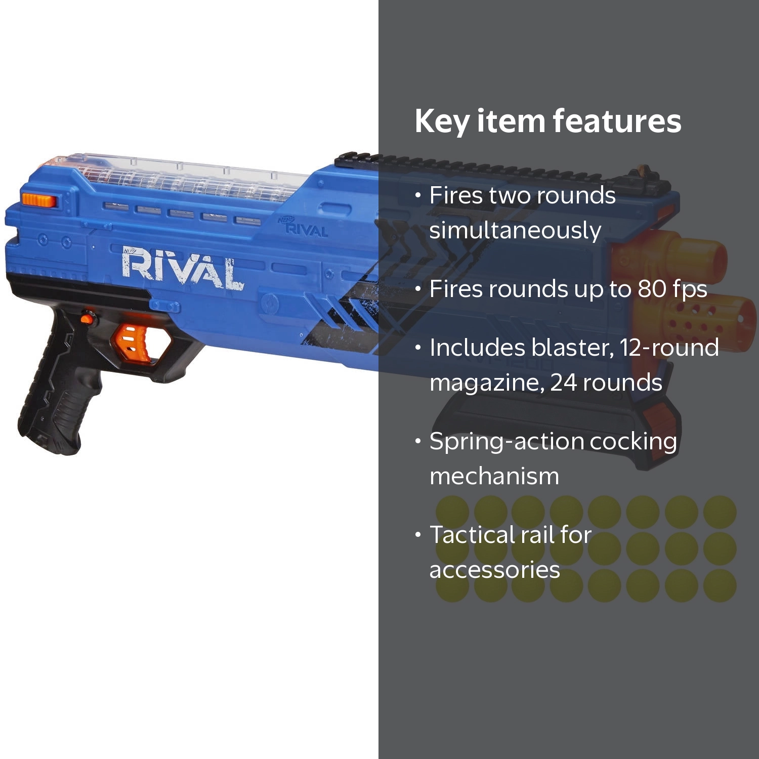 Nerf Rival Atlas XVI-1200 Blaster (Blue) - Intense Competition Gun