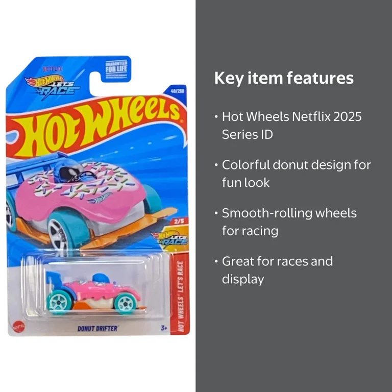 2025 HOT WHEELS Donut Drifter Pink 40/250 HW Let's Race 40/250