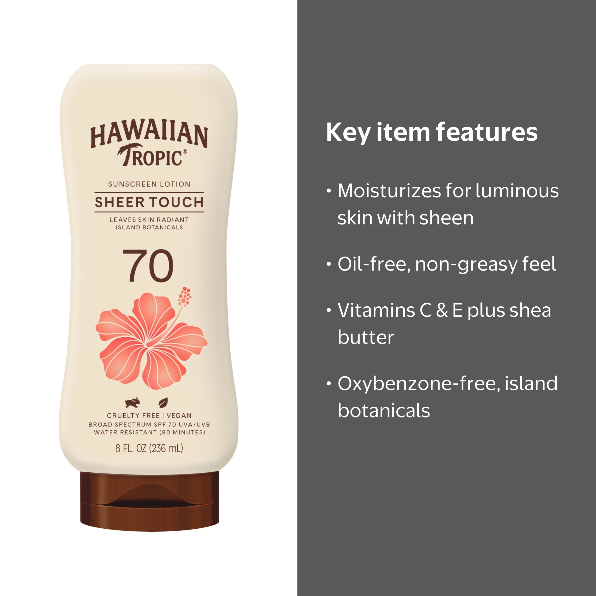 Hawaiian Tropic Sheer Touch Sunscreen Lotion, SPF 70, 8 Fl Oz