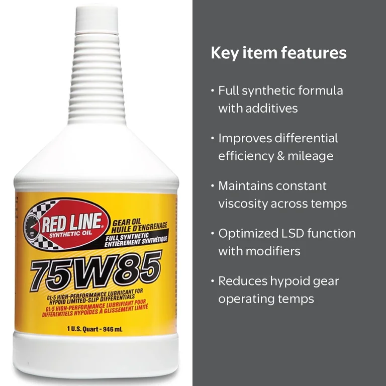 Red Line Synthetic Gear Oil, 75W85 GL-5, Hypoid Limited Slip