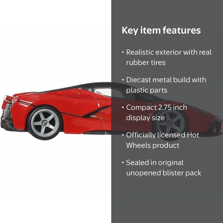 Hot Wheels, Diecast Model Car, Ferrari LaFerrari Red with Black