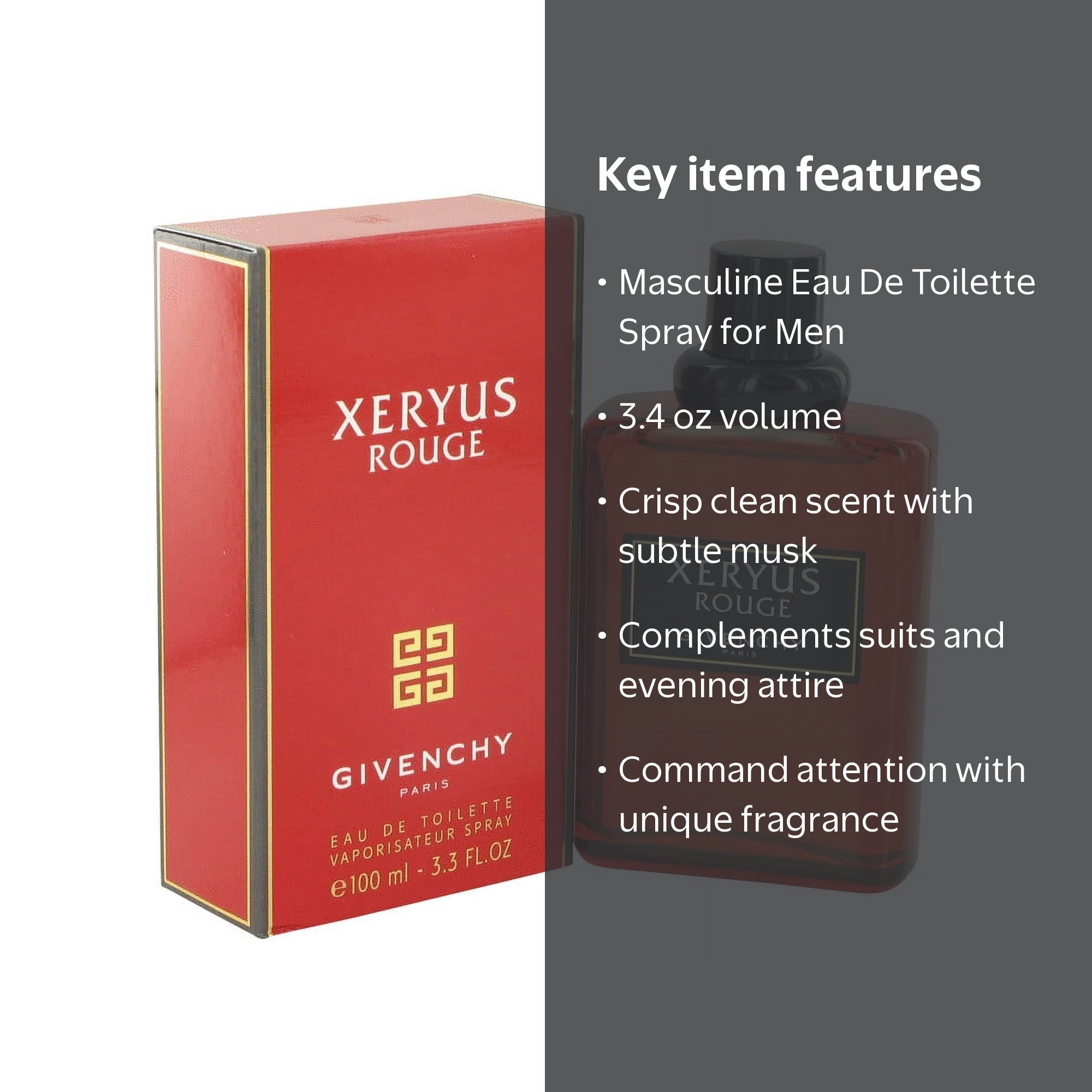 Givenchy Xeryus Rouge EDT, Crisp & Clean Musk Cologne for Men, 3.4