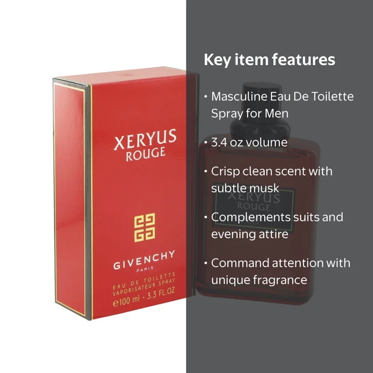Givenchy Xeryus Rouge EDT, Crisp & Clean Musk Cologne for Men, 3.4