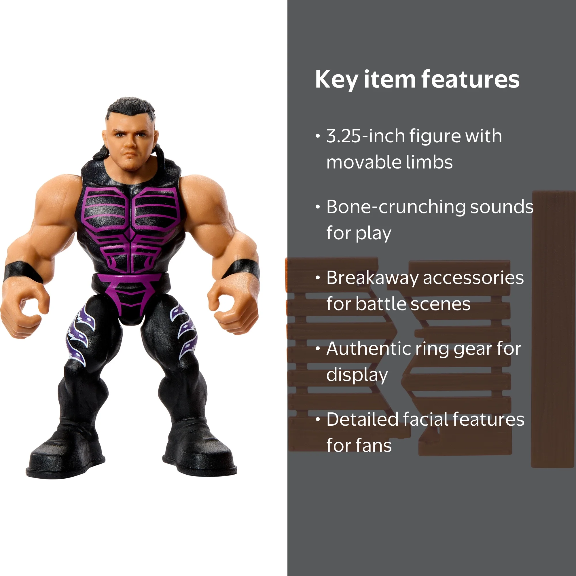 WWE Knuckle Crunchers Dominik Mysterio Action Figure, 3.25-inch