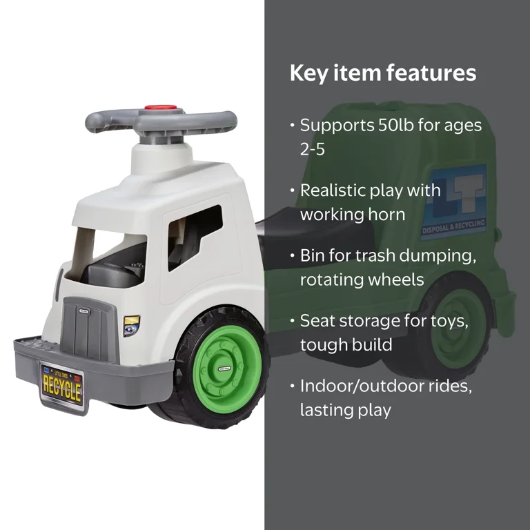 Little Tikes Dirt Diggers Garbage Truck Scoot Ride on with Horn