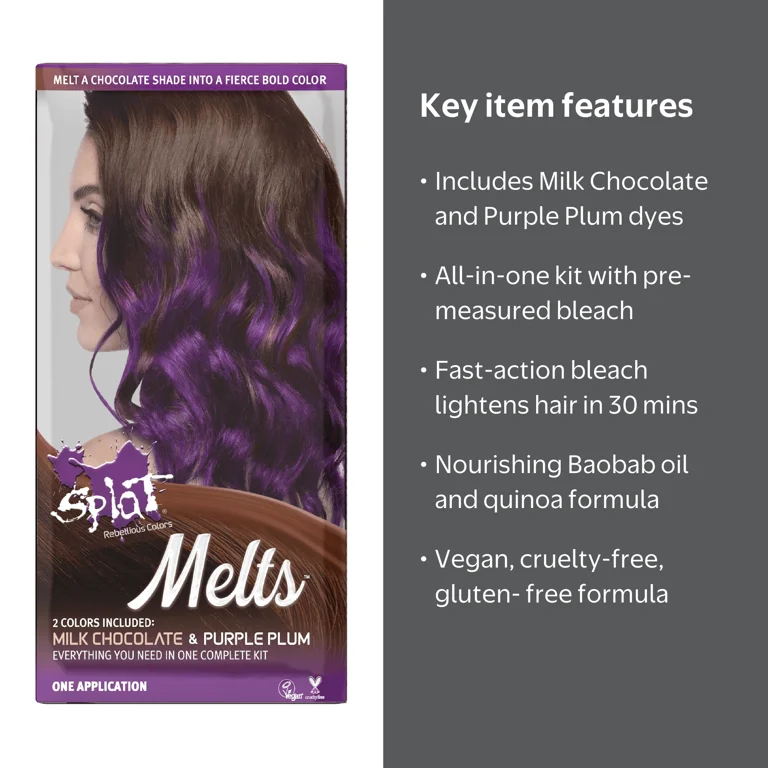 Splat, Hair Dye, Milk Chocolate and Purple Plum, 1 Application