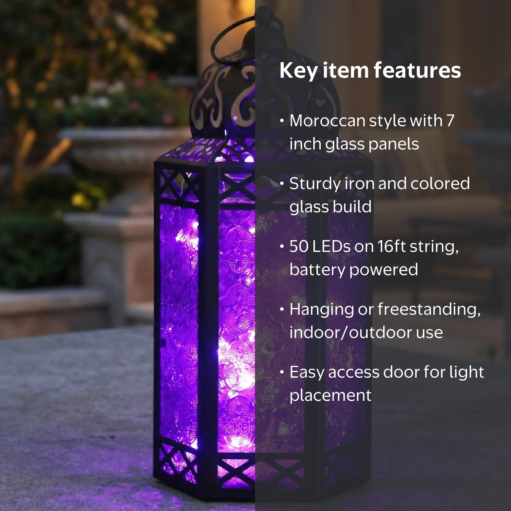 Vela Lanterns Large Moroccan Style Candle Lantern with LED Lights