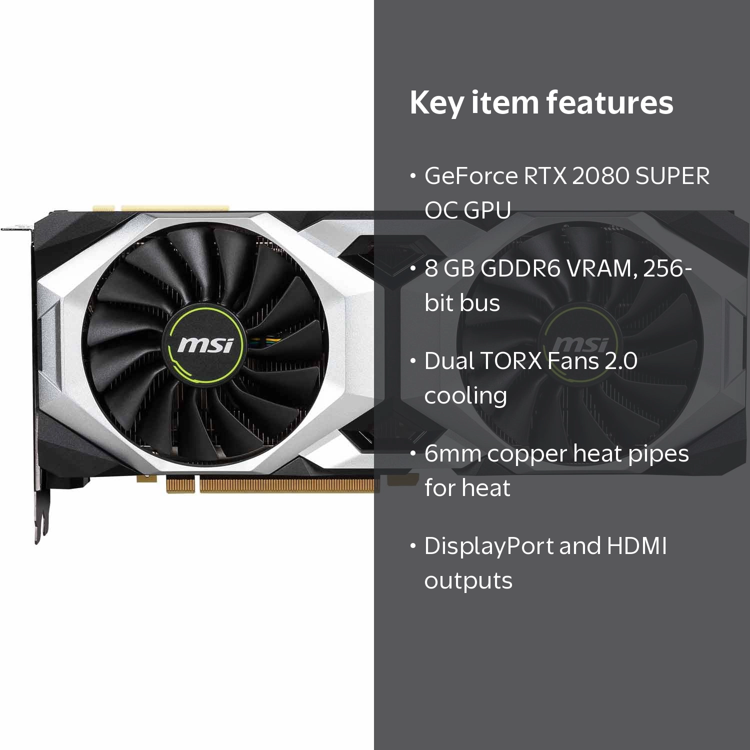 MSI GeForce RTX 2080 Super Ventus XS OC 8GB Graphics Card, Black