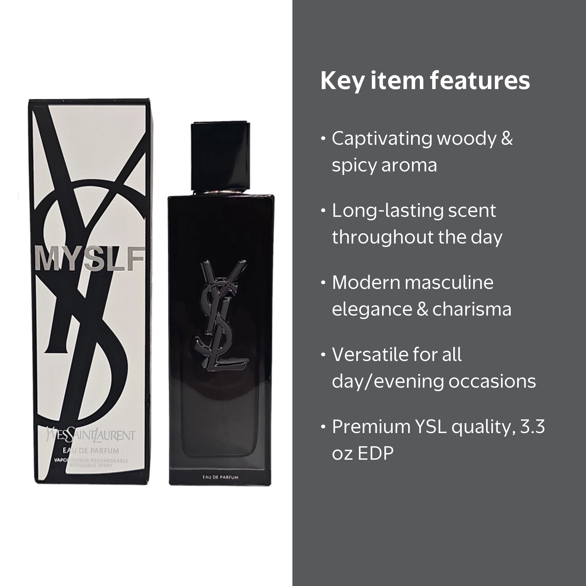 Yves Saint Laurent ラニュイドロム & myself edp Yves Saint Laurent MYSLF Eau De Parfum Spray for Men, 3.3 oz