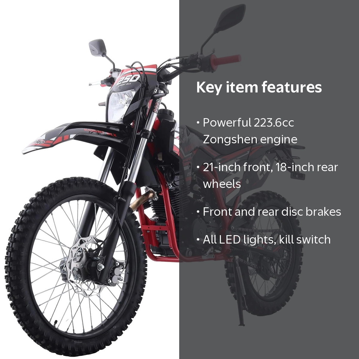 X-Pro Knight DLX 250 Dirt Bike Zongshen Brand Engine with All