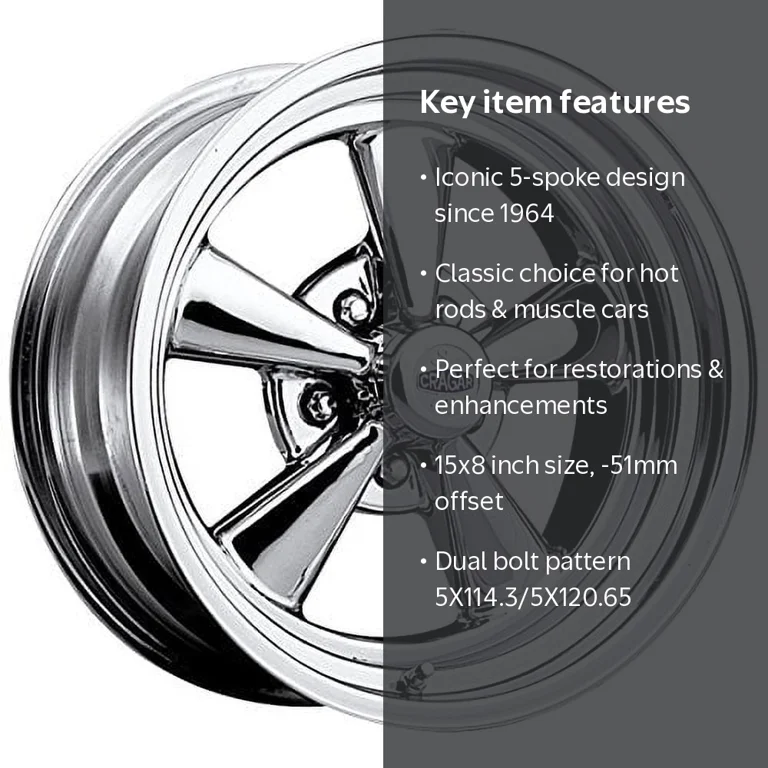 Cragar 61 S/S 15x8 Super Sport Automotive Rim With 5-Spoke Design