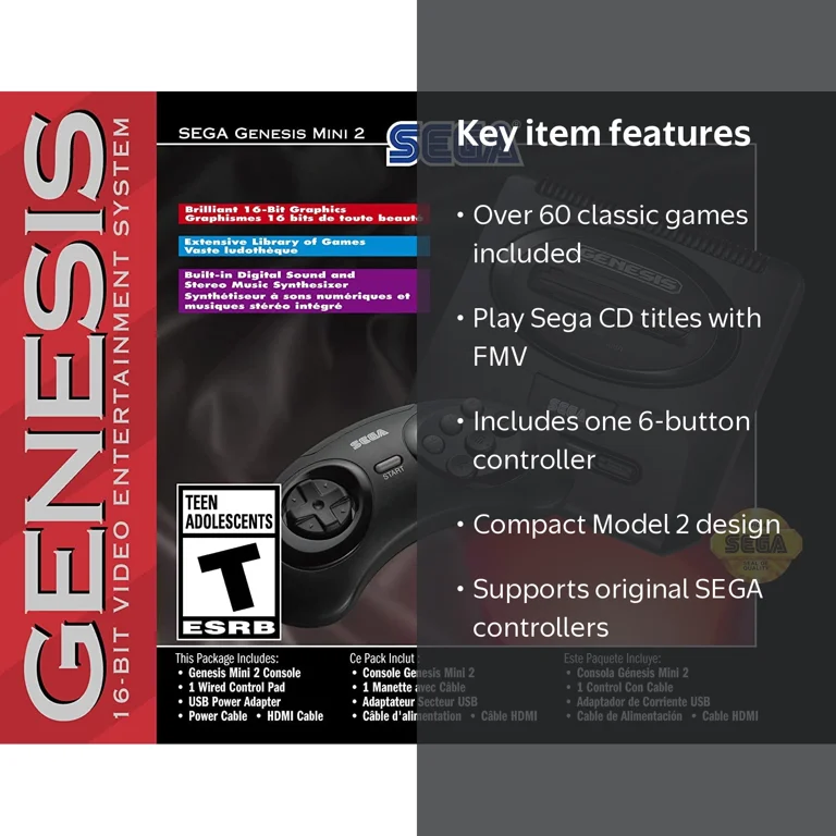 SEGA Genesis Mini 2: Classic Vintage Play Retro Video Game Console