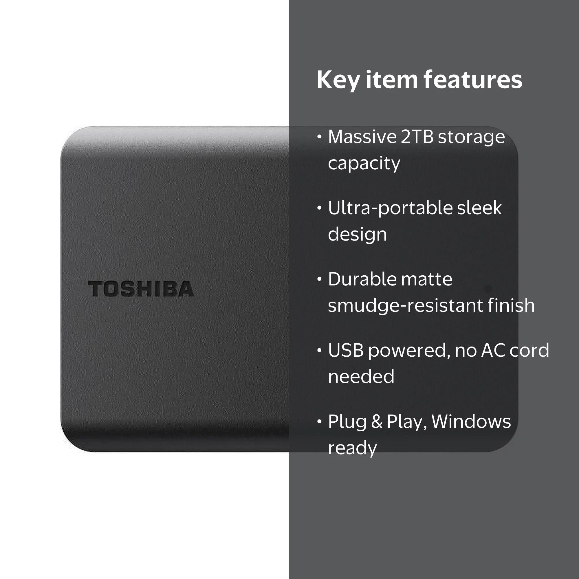 Toshiba, External Hard Drive, HDTB520XK3AA 2TB USB 3.0 Portable