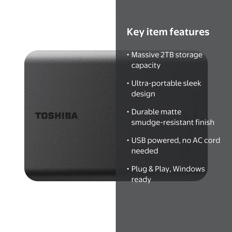 Toshiba, External Hard Drive, HDTB520XK3AA 2TB USB 3.0 Portable