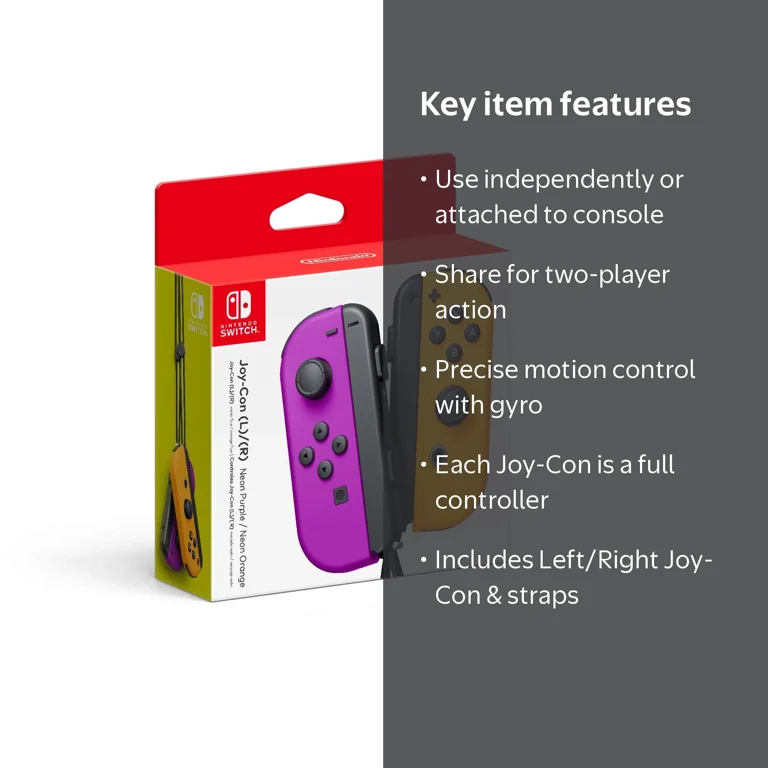 Nintendo Switch Joy-Con Pair, Neon Purple & Orange - Walmart.com