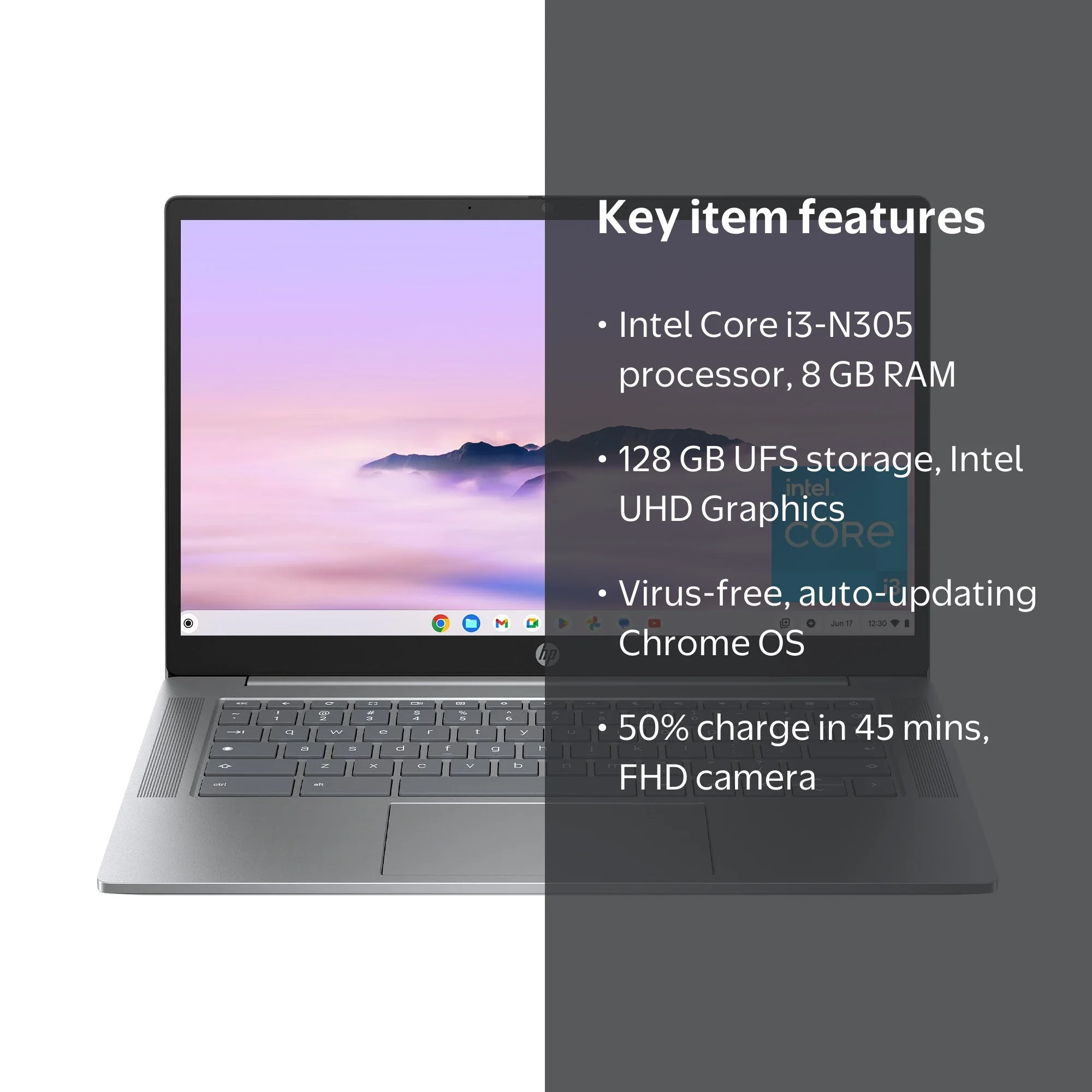 HP Chromebook Plus 14 inch Laptop, FHD Display, Intel Core i3-N305