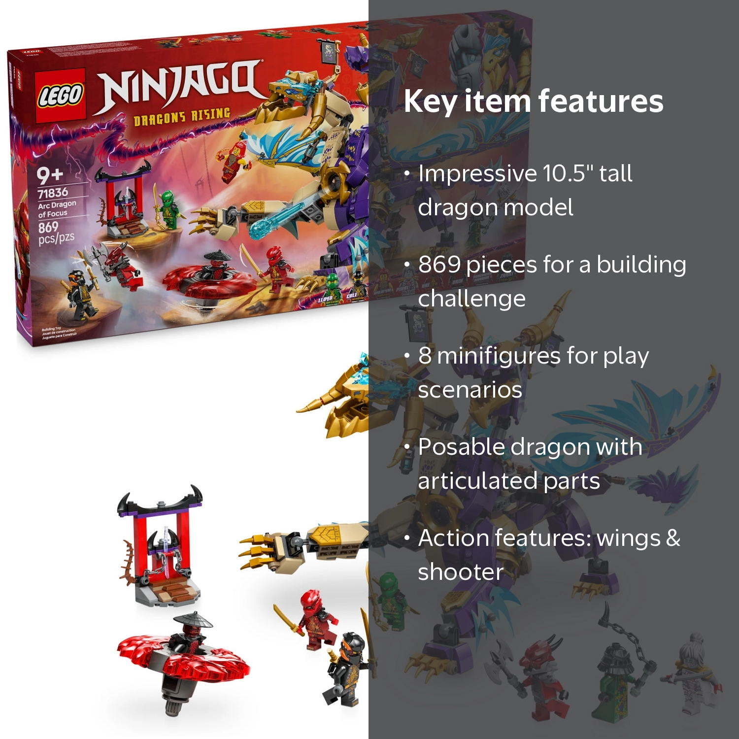 LEGO, NINJAGO Arc Dragon of Focus Battle Set, 71836, 869 Pieces