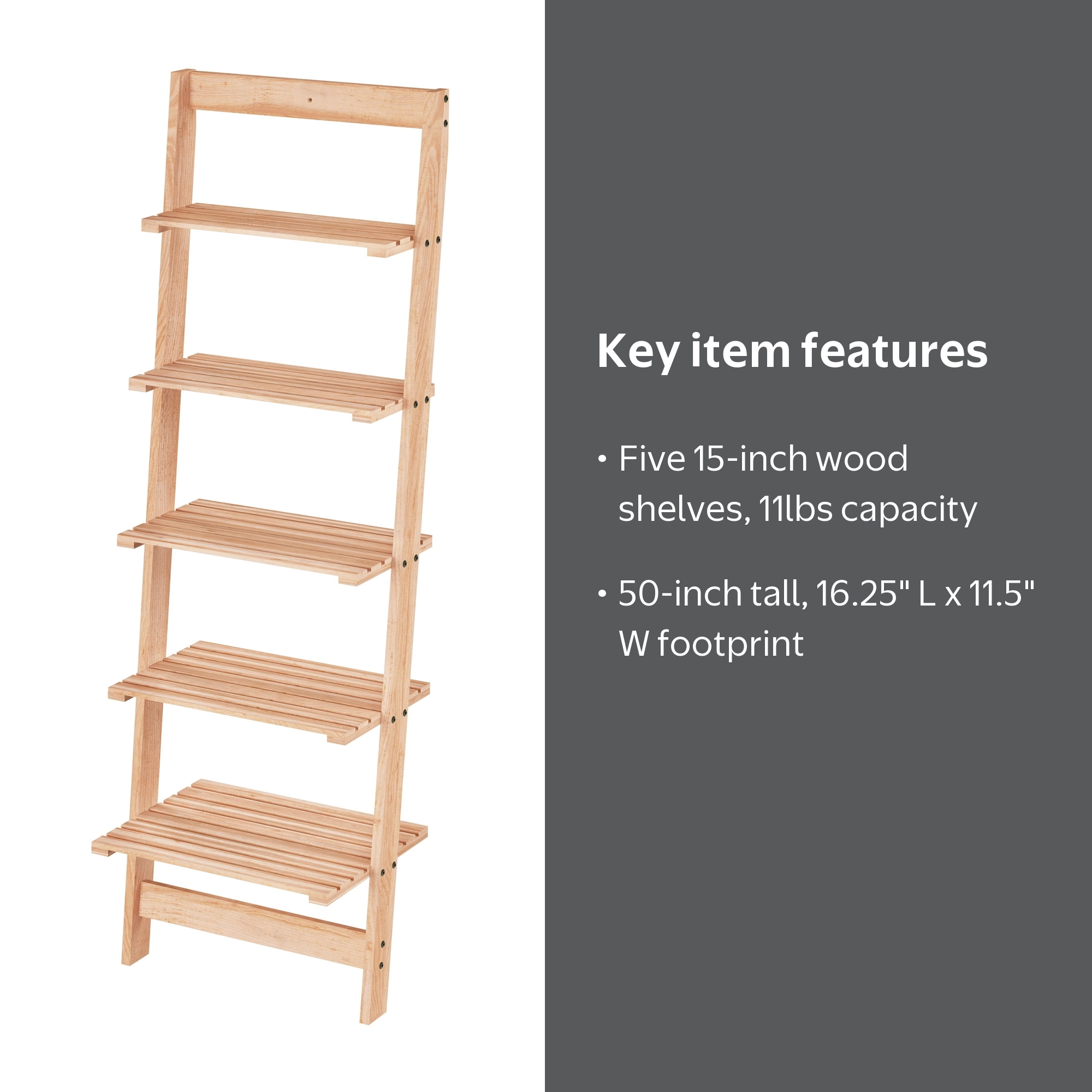 Lavish Home Free Standing 5-Tier Wooden Storage Shelves Ladder