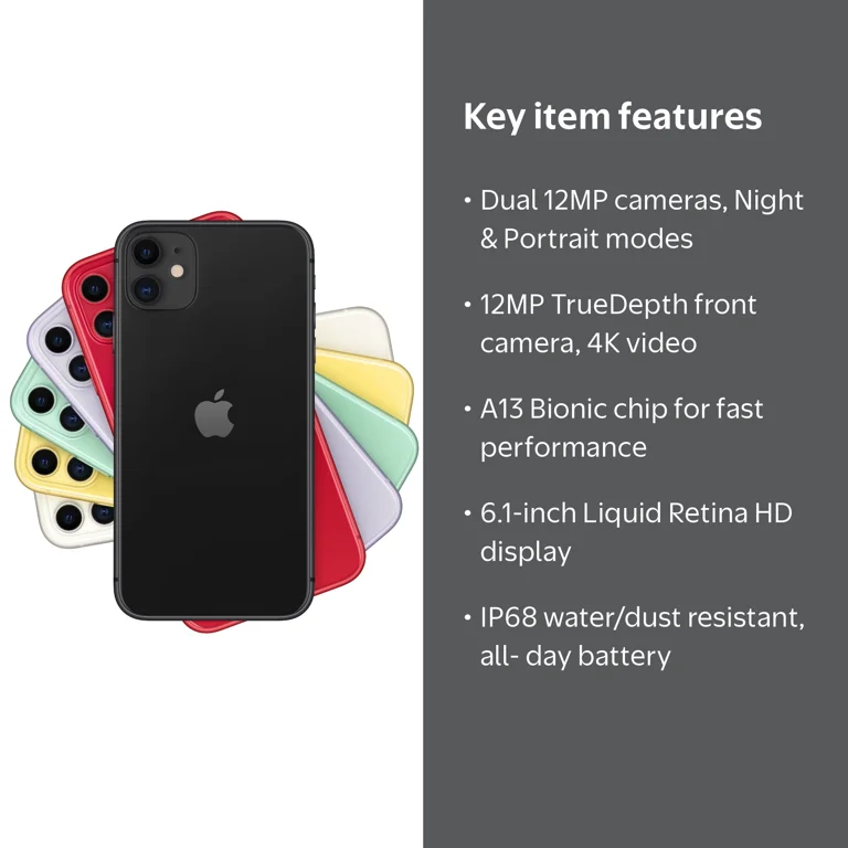 Verizon Apple iPhone 11 64GB, Black - Walmart.com