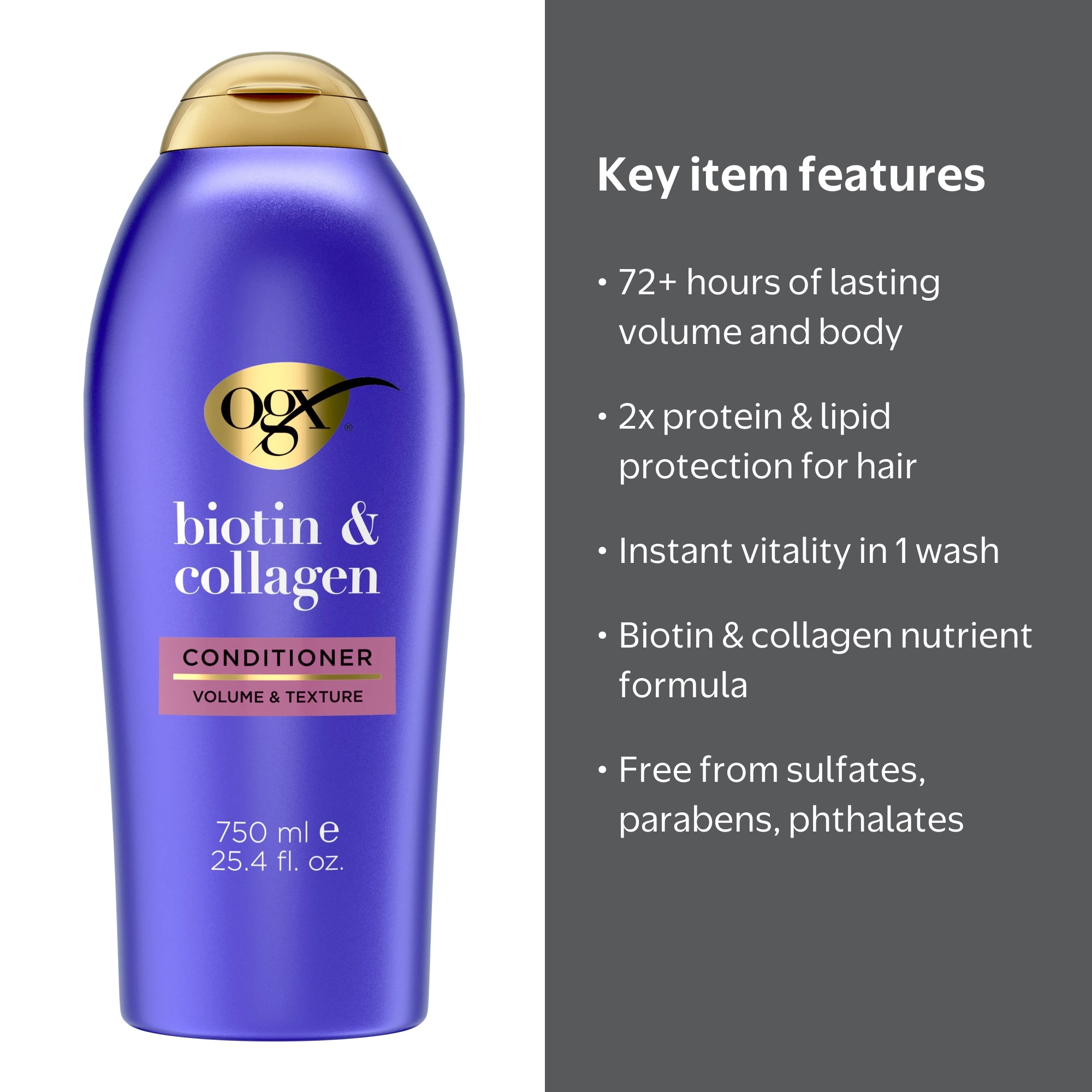 OGX, Thick & Full Conditioner, 25.4 fl oz, Biotin & Collagen