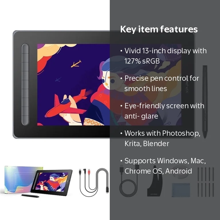 XP-Pen, 13 inch Drawing Tablet, 1080P Screen, Stylus for Digital