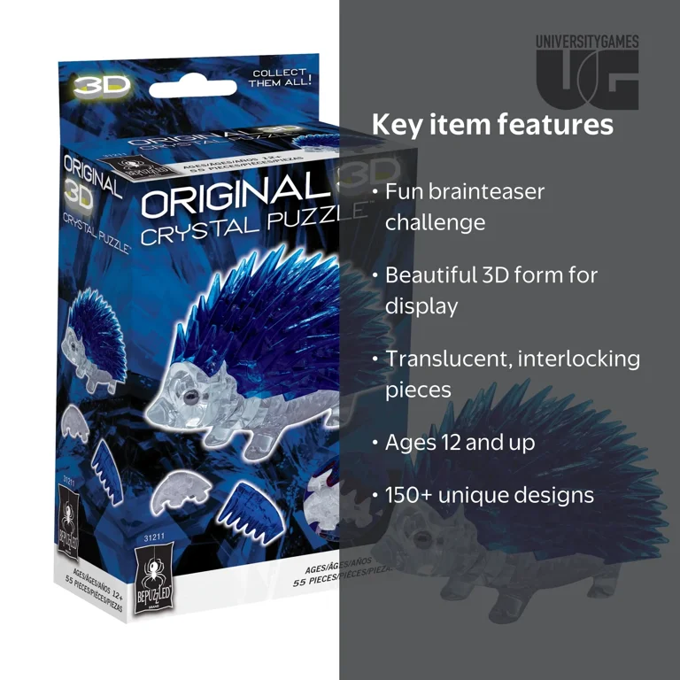 Original 3D Crystal Puzzles, Hedgehog 3D Crystal Sphere, Ages 12+